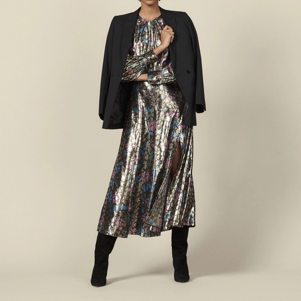 Sandro Metallic Jacquard Dress